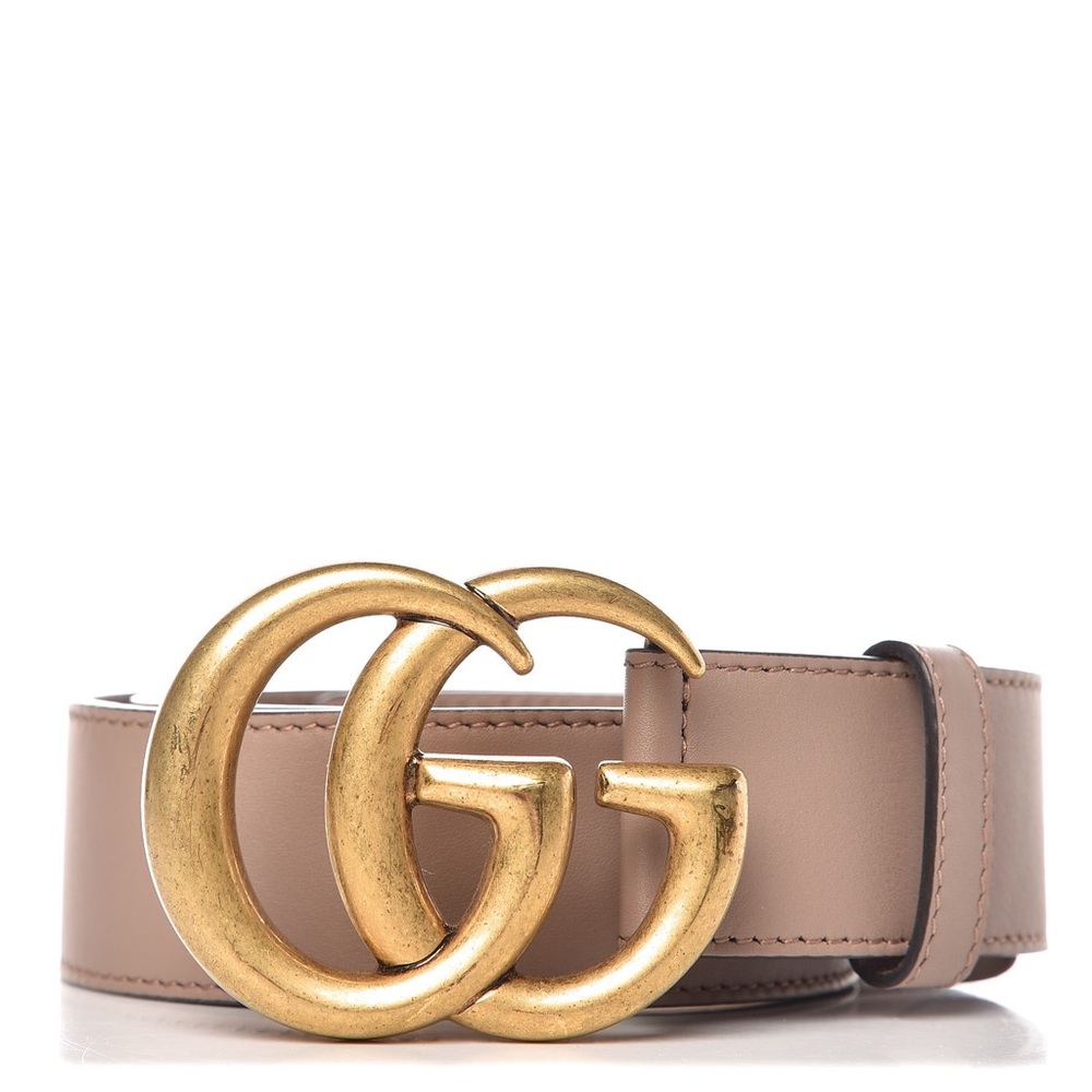 Authentic Gucci GG Double G Marmont Buckle Belt Moon Porcelain Rose 40 MM